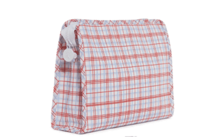 Large Zip Pouch - Classic Plaid Red (Personalization Included) - J.A. Whitney