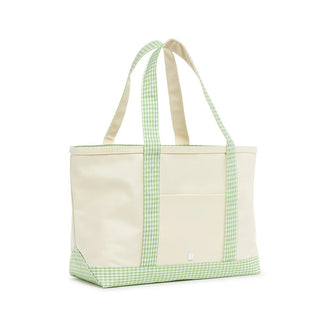 Medium Tote - Leaf Gingham Trim (Personalization Included) - J.A. Whitney