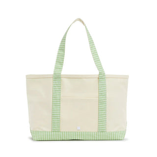Medium Tote - Leaf Gingham Trim (Personalization Included) - J.A. Whitney