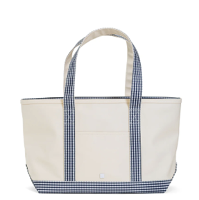Medium Tote - Navy Gingham Trim (Personalization Included)