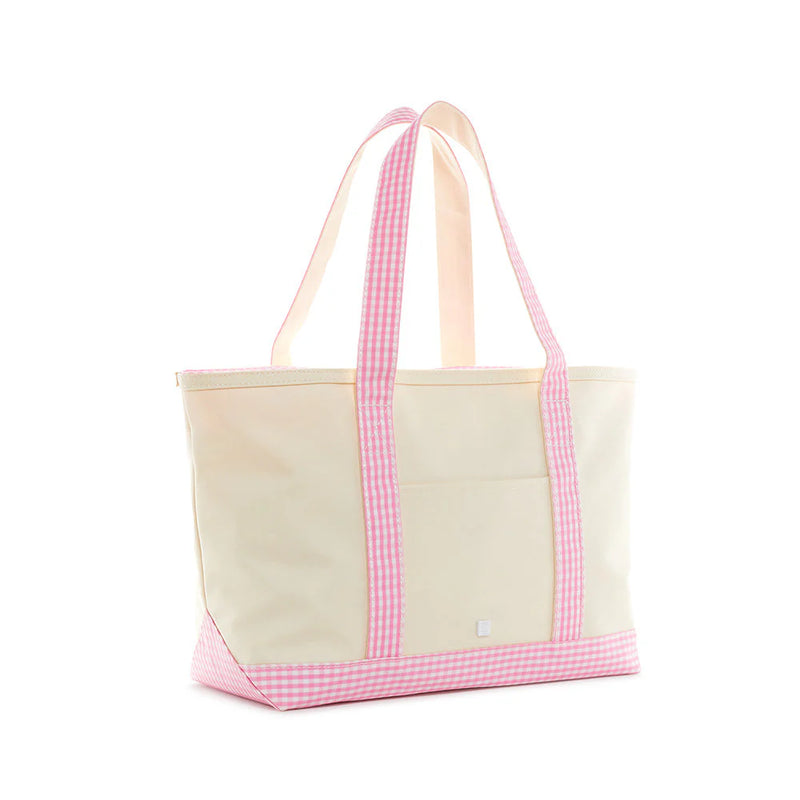 Medium Tote - Pink Gingham Trim (Personalization Included)