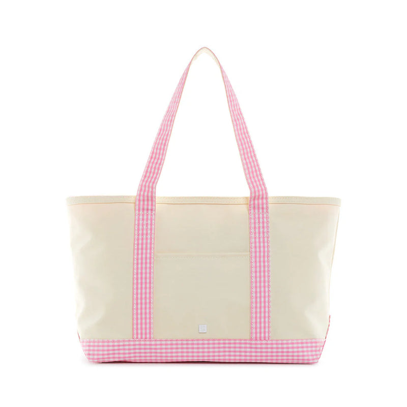 Medium Tote - Pink Gingham Trim (Personalization Included)