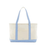 Medium Tote - Sky Gingham Trim (Personalization Included)