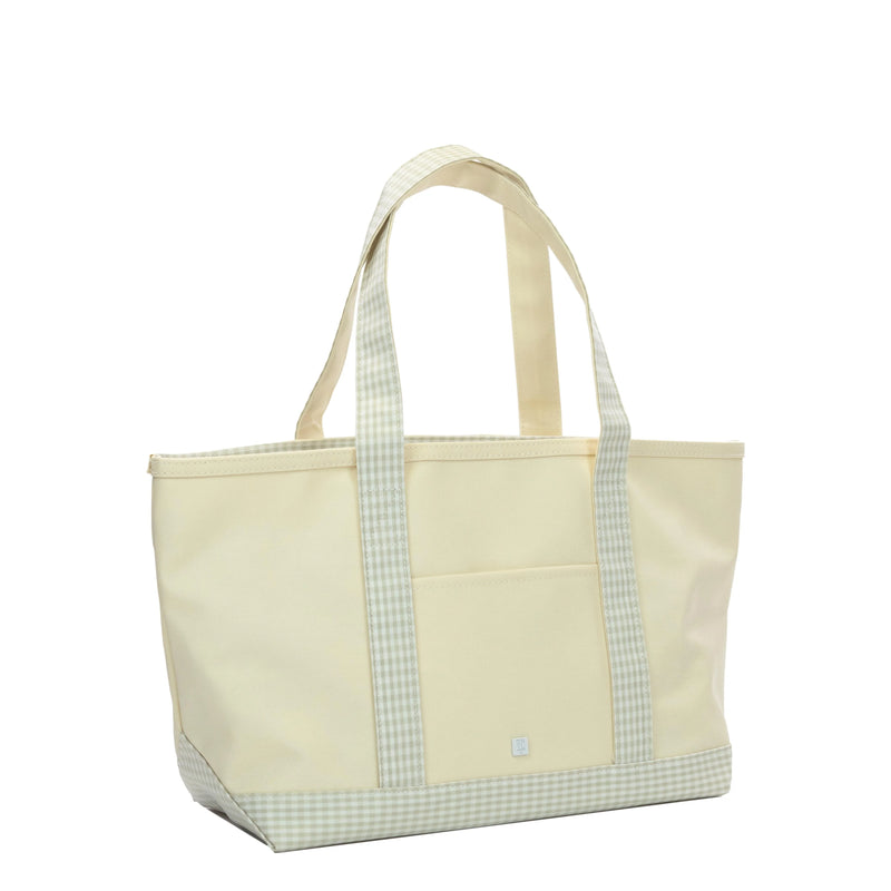 Medium Tote - Grey Gingham Trim (Personalization Included)