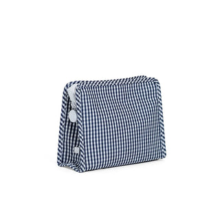 Large Zip Pouch - Navy Gingham (Personalization Included)