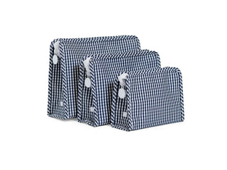 Large Zip Pouch - Navy Gingham (Personalization Included)