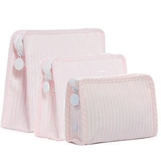 Large Zip Pouch - Pink Stripe (Personalization Included) - J.A. Whitney