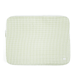 Quilted Laptop Sleeve - Sage Stripe (Personalization Included) - J.A. Whitney