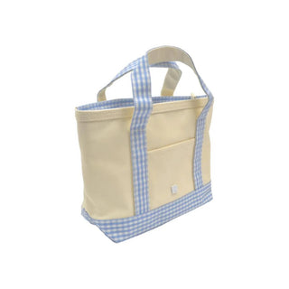 Mini Tote - Sky Gingham Trim (Personalization Included) - J.A. Whitney
