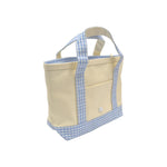 Mini Tote - Sky Gingham Trim (Personalization Included)