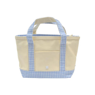 Mini Tote - Sky Gingham Trim (Personalization Included) - J.A. Whitney