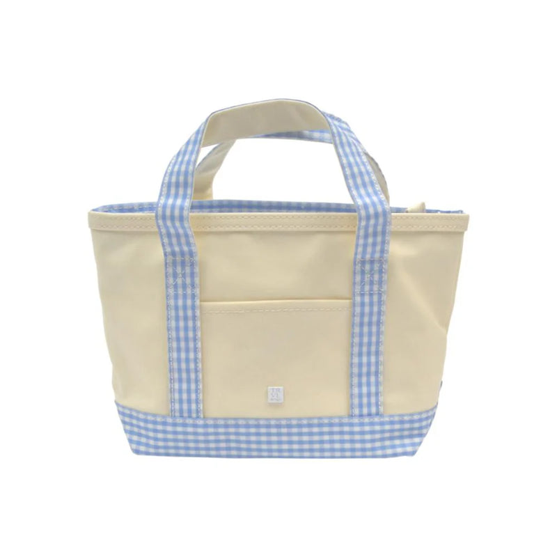 Mini Tote - Sky Gingham Trim (Personalization Included)
