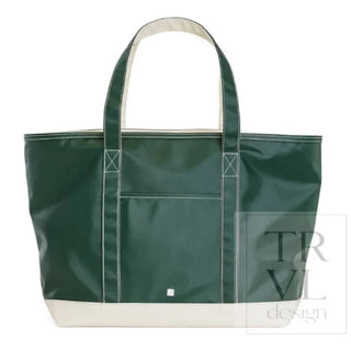 Maxi Tote in Coated Canvas Two Tone Heritage Green by TRVL