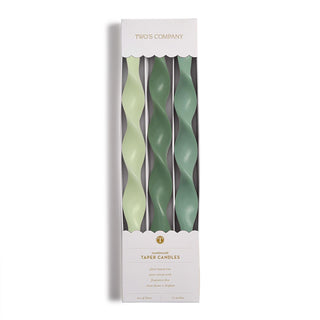 Twist Taper Candles - Set of 3 Green Hue - J.A. Whitney