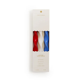 Twist Taper Candles - Red, White & Blue - J.A. Whitney