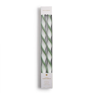 Twist Taper Candles - Green Ribbon - J.A. Whitney