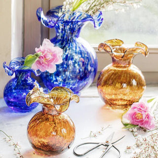 Brown Tortoiseshell Small Hibiscus Glass Vase - J.A. Whitney