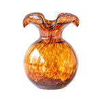 Brown Tortoiseshell Small Hibiscus Glass Vase