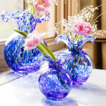 Cobalt Tortoiseshell Bud Hibiscus Glass Vase