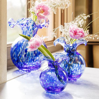 Cobalt Tortoiseshell Medium Hibiscus Glass Vase - J.A. Whitney