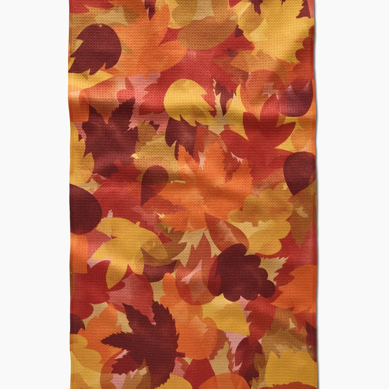 Watercolor Fallen Leaves Kitchen Tea Towel