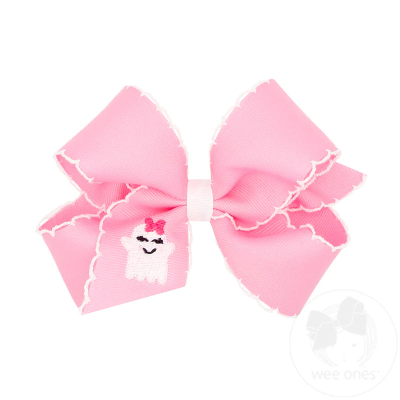 Pink Halloween Ghost Med Bow