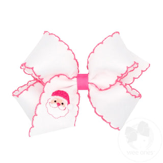 Med White w/ Santa & Pink Edge Bow
