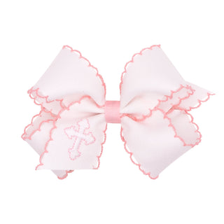 White w/ Pink Cross Med Bow - J.A. Whitney