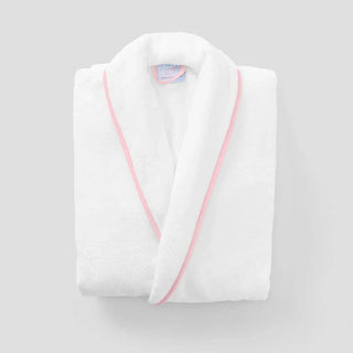Women's Pink on White Long Signature Robe - Personalization Included - J.A. Whitney
