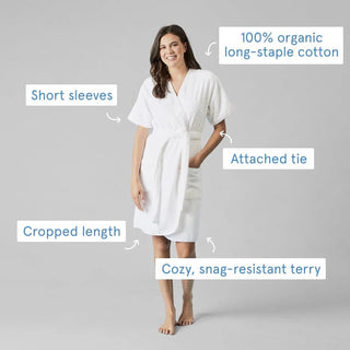 Women's Blue on White Short Signature Robe - Personalization Included - J.A. Whitney