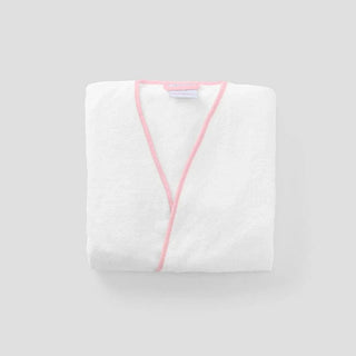 Women's Pink on White Short Signature Robe - Personalization Included - J.A. Whitney