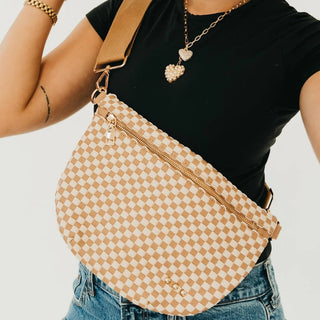 Westlyn Woven Bum Bag - Checkered Tan