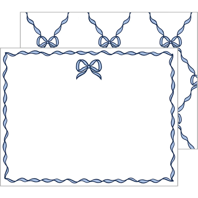 Blue Bow Lattice Folded Notecards