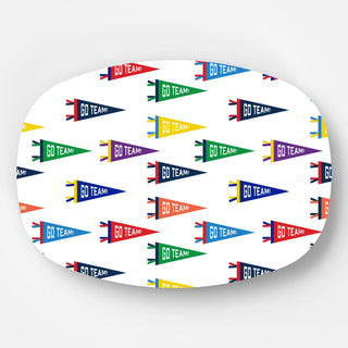 Sports pennants serving platter by WH Hostess