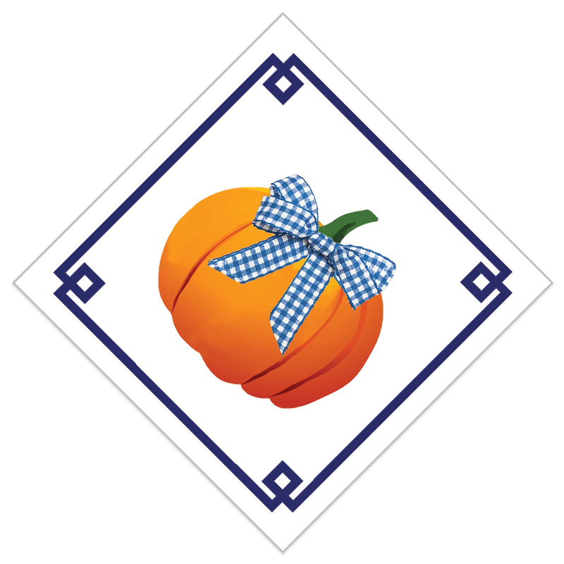 Pumpkin w/ Gingham Bow Cocktail Napkins