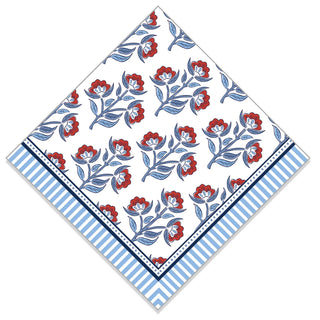 Red Floral Block Cocktail Napkins - J.A. Whitney