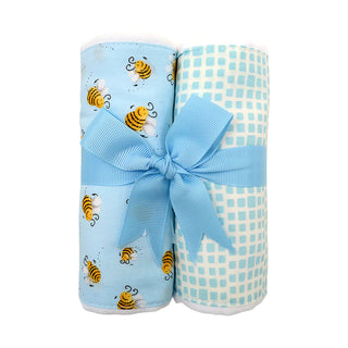 Blue Bee Set of 2 Burp Cloths (Personalization Included)