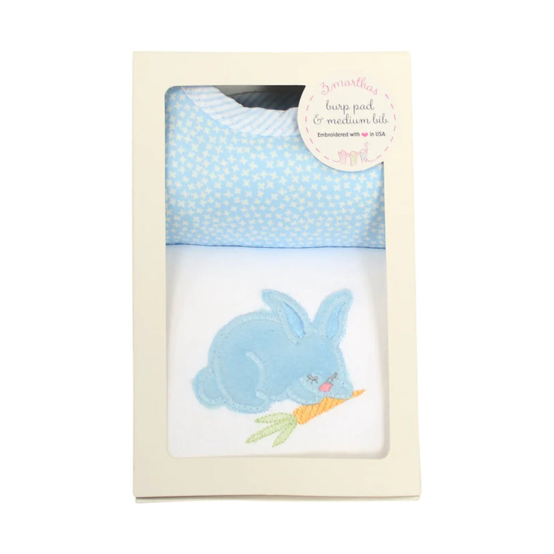 Blue Bunny Box Set: Burp Pad & Bib (Personalization Included)