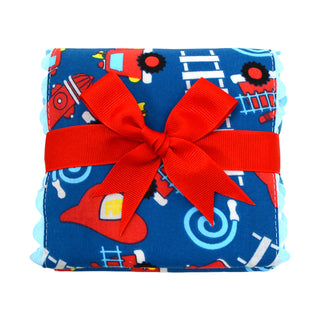 Firetruck Fancy Fabric Burp Cloth (Personalization Included)