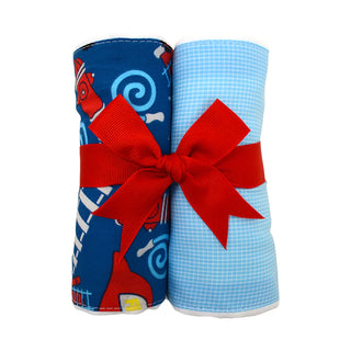 Firetruck Set of 2 Fabric Burp Cloths (Personalization Included)