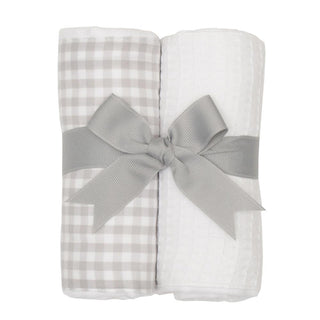 Gray Check Set of 2 Burp Cloths (Personalization Included) - J.A. Whitney
