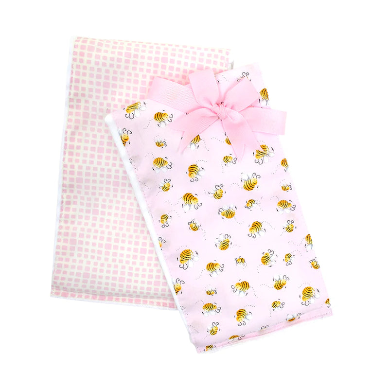 Pink Bee Set of 2 Burps (Personalization Included)