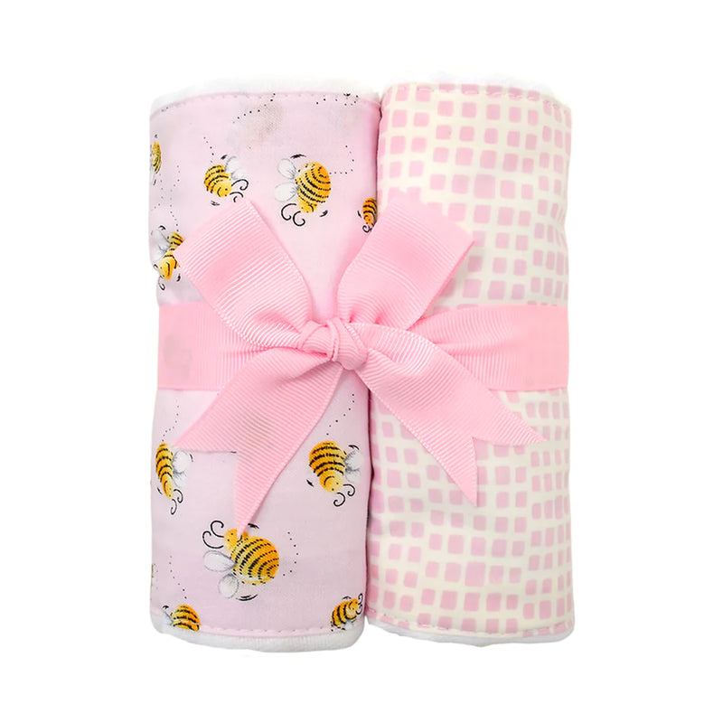 Pink Bee Set of 2 Burps (Personalization Included)