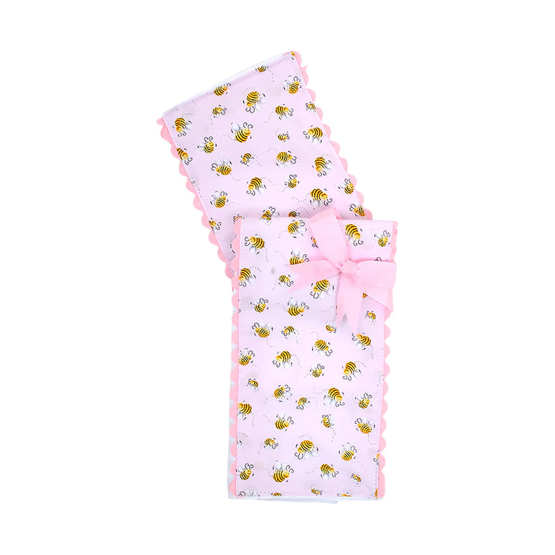 Pink Bee Fancy Fabric Burp (Personalization Included)