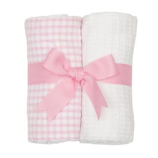 Pink Check Set of 2 Burp Cloths (Personalization Included) - J.A. Whitney