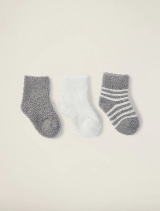 Cozychic Lite Infant Socks 3 Pack - Pewter / Pearl
