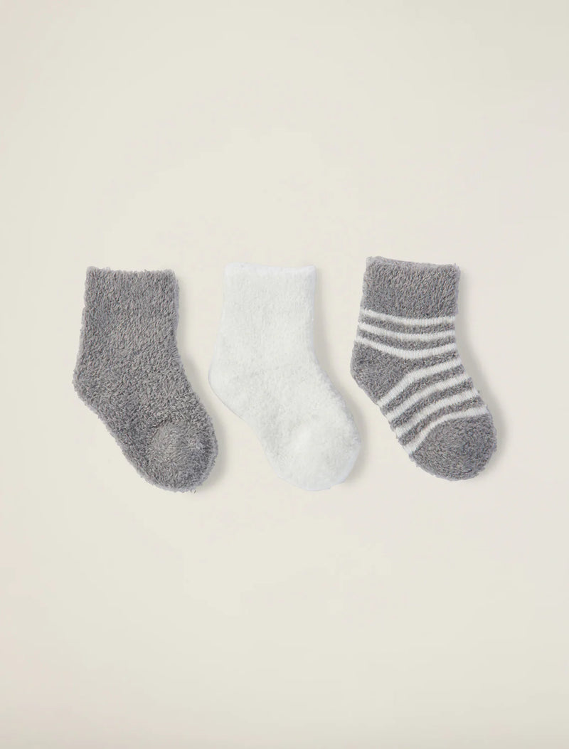 Cozychic Lite Infant Socks 3 Pack - Pewter / Pearl