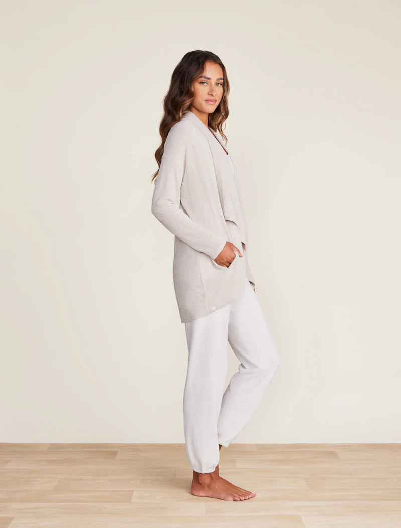 Barefoot Dreams Cozychic UltriLite Shawl Pointelle Cardi - Stone