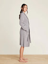 Tipped Ribbed Short Robe - Gray - CozyChic Ultra Lite® - Barefoot Dreams