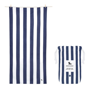 Navy Stripe XL Quick Dry Beach Towel - Personalization Included